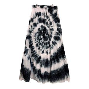 Tie Dyed Maxi Skirt 100% Cotton Fully Lined Bohemian/Hippie Tiered Ruched